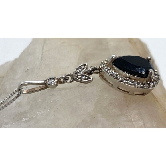 Vintage RJ Cubic Zirconia CZ Sterling‎ 925 Silver Pendant 18'' Chain Necklace 3g - Picture 3 of 8